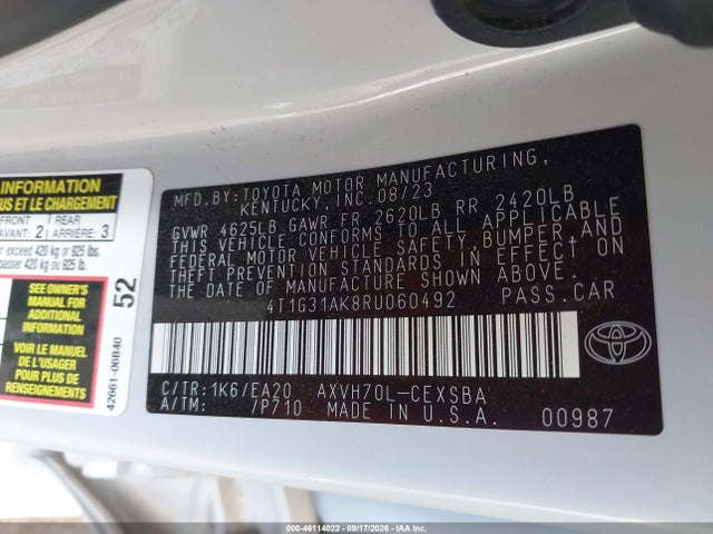 Продаж на аукціоні авто 2024 Toyota Camry Hybrid Se, vin: 4T1G31AK8RU060492, номер лоту: 46114022