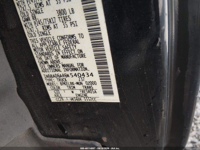 Продаж на аукціоні авто 2006 Nissan Titan Xe, vin: 1N6BA06A46N540434, номер лоту: 46114087