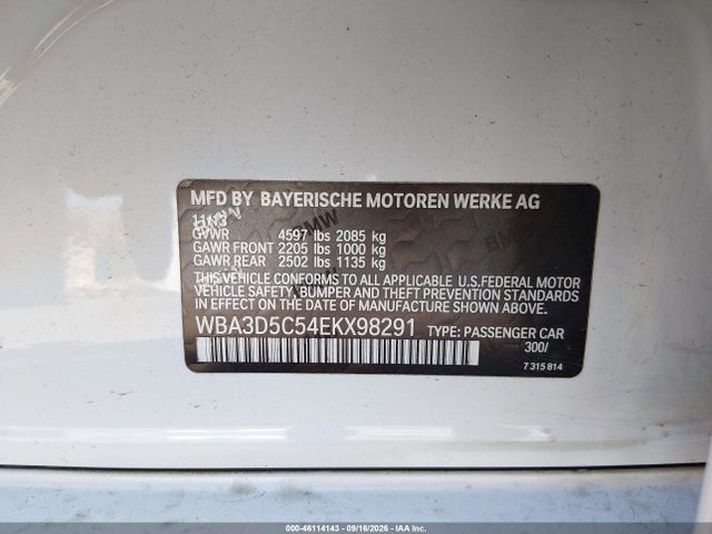 2014 Bmw 328d Xdrive მანქანა იყიდება აუქციონზე, vin: WBA3D5C54EKX98291, აუქციონის ნომერი: 46114143