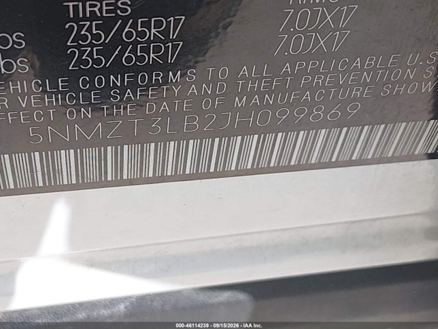 Продаж на аукціоні авто 2018 Hyundai Santa Fe Sport 2.4l, vin: 5NMZT3LB2JH099869, номер лоту: 46114239