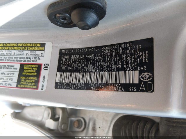 Продажа на аукционе авто 2014 Toyota Corolla Le, vin: 2T1BURHE8EC057674, номер лота: 46114244