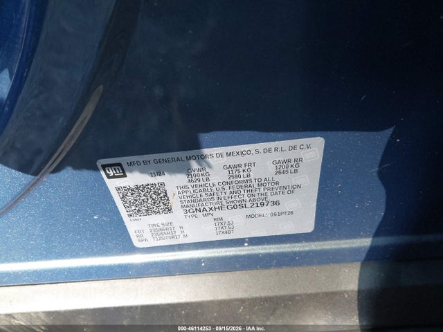 Продаж на аукціоні авто 2025 Chevrolet Equinox Fwd Lt, vin: 3GNAXHEG0SL219736, номер лоту: 46114253