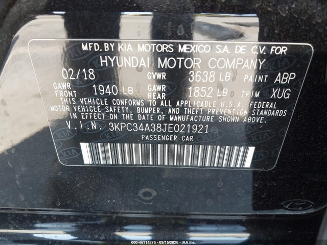 Продаж на аукціоні авто 2018 Hyundai Accent Limited, vin: 3KPC34A38JE021921, номер лоту: 46114275