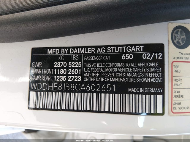 46114286 :رقم المزاد ، WDDHF8JB8CA602651 vin ، 2012 Mercedes-benz E 350 4matic مزاد بيع