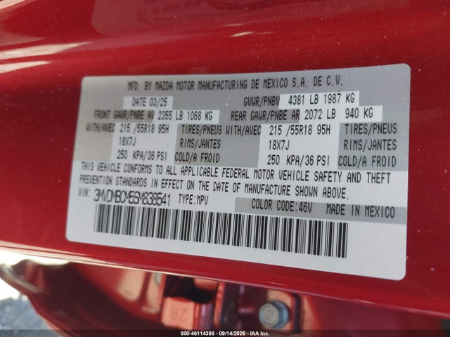 2025 Mazda Cx-30 2.5 S Preferred Package მანქანა იყიდება აუქციონზე, vin: 3MVDMBCM5SM838541, აუქციონის ნომერი: 46114308