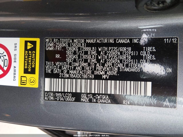 2013 Lexus Rx 350 მანქანა იყიდება აუქციონზე, vin: 2T2BK1BAXDC186149, აუქციონის ნომერი: 46114318