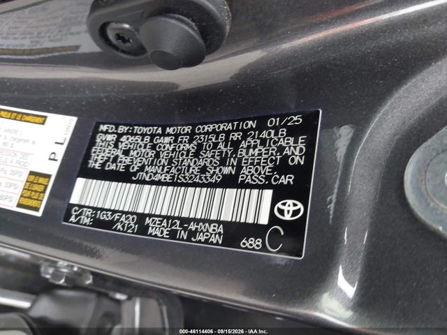 46114406 :رقم المزاد ، JTND4MBE1S3243349 vin ، 2025 Toyota Corolla Se مزاد بيع