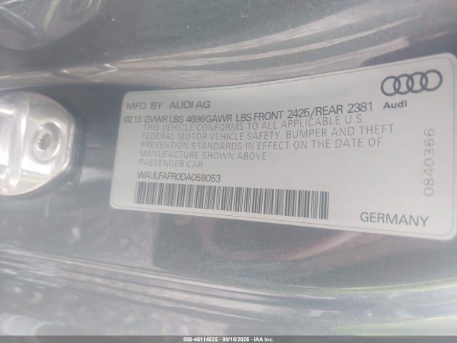 Aukcja sprzedaży 2013 Audi A5 2.0t Premium, vin: WAULFAFR0DA059053, numer aukcji: 46114525