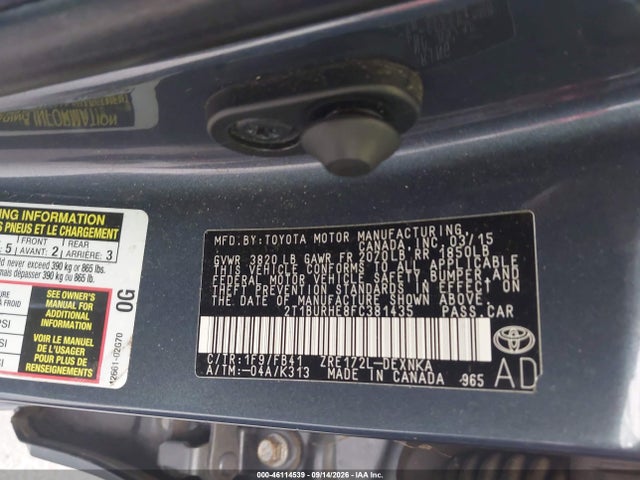 Aukcja sprzedaży 2015 Toyota Corolla Le, vin: 2T1BURHE8FC381435, numer aukcji: 46114539