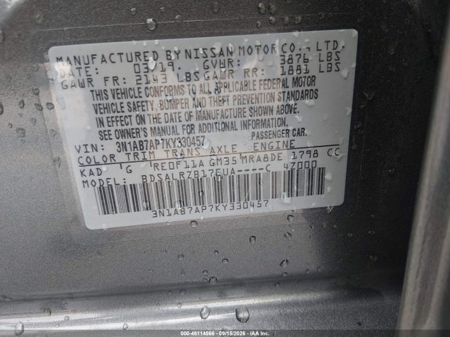 Продажа на аукционе авто 2019 Nissan Sentra Sr, vin: 3N1AB7AP7KY330457, номер лота: 46114566