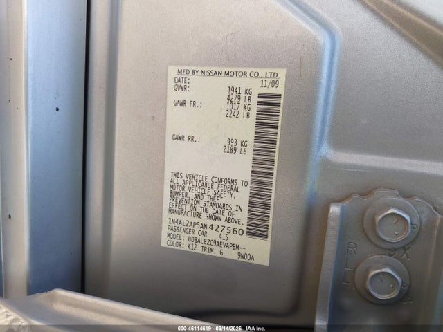Продаж на аукціоні авто 2010 Nissan Altima 2.5 S, vin: 1N4AL2AP5AN427560, номер лоту: 46114619