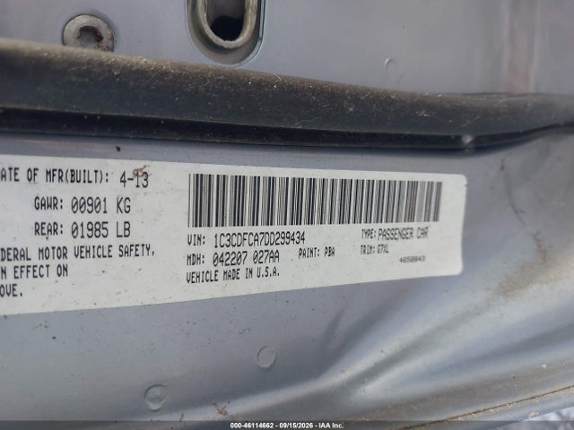 Aukcja sprzedaży 2013 Dodge Dart Limited, vin: 1C3CDFCA7DD299434, numer aukcji: 46114662