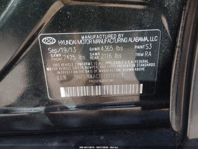 Продажа на аукционе авто 2014 Hyundai Sonata Gls, vin: 5NPEB4AC1EH814961, номер лота: 46114818