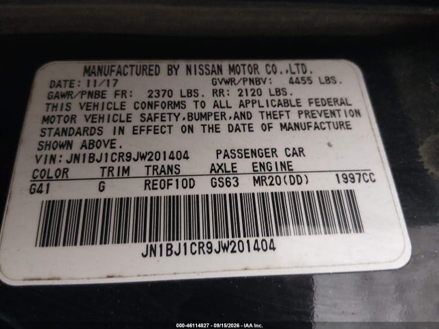 Продажа на аукционе авто 2018 Nissan Rogue Sport S, vin: JN1BJ1CR9JW201404, номер лота: 46114827