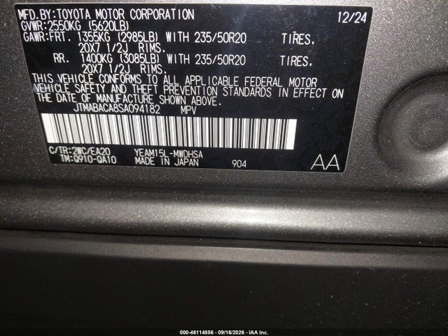 JTMABACA8SA094182 Toyota Bz4x Limited