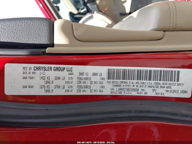 46114875 :رقم المزاد ، 1J4RR5GT8BC628698 vin ، 2011 Jeep Grand Cherokee Limited مزاد بيع