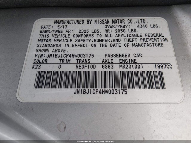 JN1BJ1CP4HW003175 Nissan Rogue Sport S