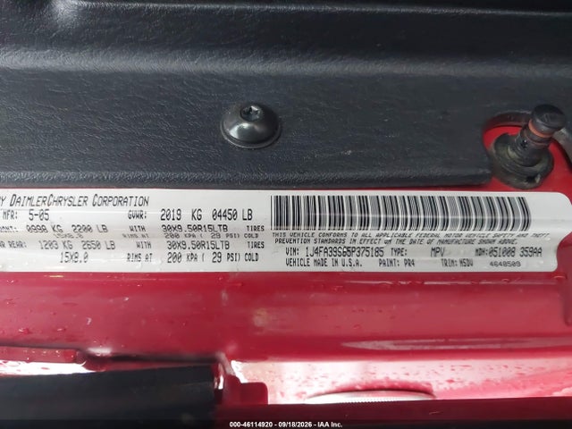 Продаж на аукціоні авто 2005 Jeep Wrangler X, vin: 1J4FA39S65P375185, номер лоту: 46114920