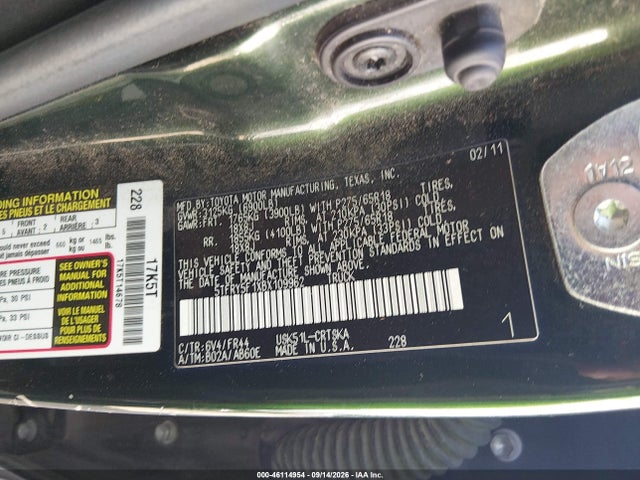 Aukcja sprzedaży 2011 Toyota Tundra Grade 5.7l V8, vin: 5TFRY5F1XBX109962, numer aukcji: 46114954