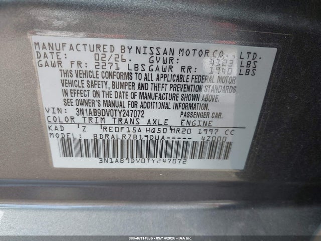 Nissan SENTRA SR 2026 3N1AB9DV0TY247072 Image 9