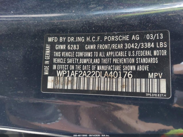 Продаж на аукціоні авто 2013 Porsche Cayenne Diesel, vin: WP1AF2A22DLA40176, номер лоту: 46115065
