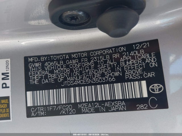 Aukcja sprzedaży 2022 Toyota Corolla Se/night Shade, vin: JTDS4MCE5N3503766, numer aukcji: 46115151