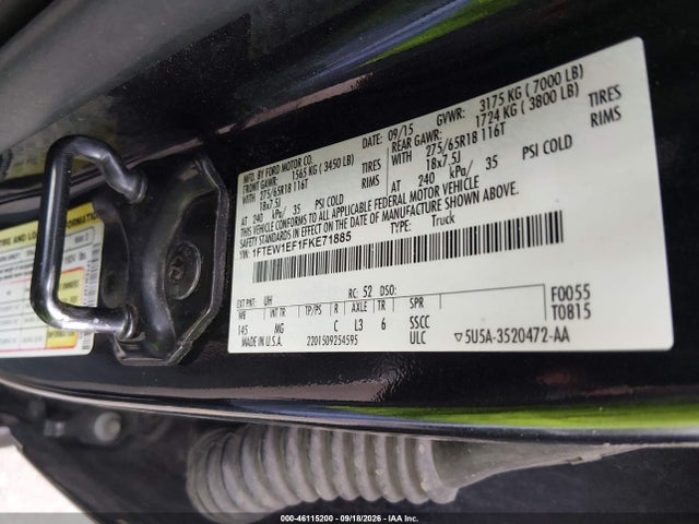2015 Ford F-150 Xlt მანქანა იყიდება აუქციონზე, vin: 1FTEW1EF1FKE71885, აუქციონის ნომერი: 46115200