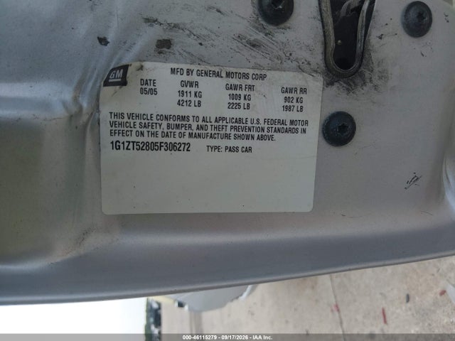 2005 Chevrolet Malibu Ls მანქანა იყიდება აუქციონზე, vin: 1G1ZT52805F306272, აუქციონის ნომერი: 46115279