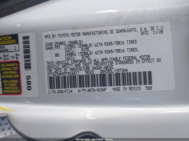 3TYSZ5ANXMT016817 Toyota Tacoma Sr5 V6