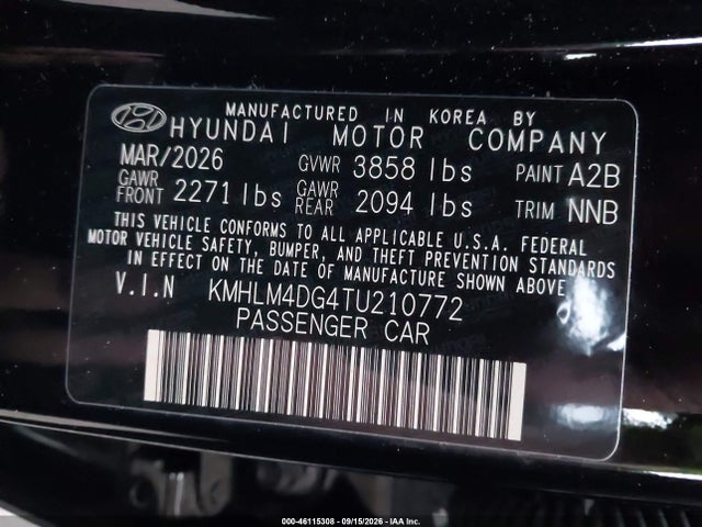 Продажа на аукционе авто 2026 Hyundai Elantra Sel Sport, vin: KMHLM4DG4TU210772, номер лота: 46115308