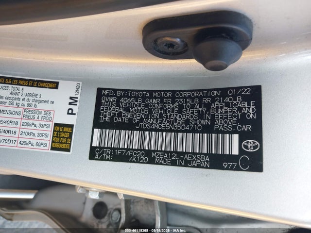 Toyota COROLLA SE 2022 JTDS4MCE5N3504710 Image 9
