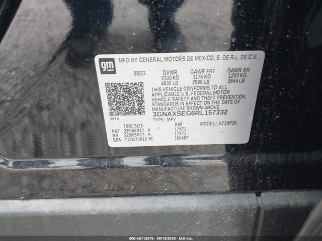 Продажа на аукционе авто 2024 Chevrolet Equinox Awd Ls, vin: 3GNAXSEG6RL157332, номер лота: 46115376