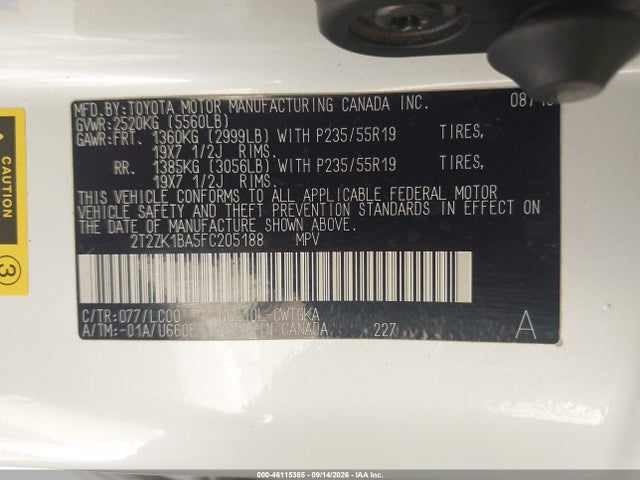Продаж на аукціоні авто 2015 Lexus Rx 350, vin: 2T2ZK1BA5FC205188, номер лоту: 46115385