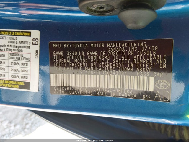 Продажа на аукционе авто 2010 Toyota Corolla Le, vin: 2T1BU4EE1AC243381, номер лота: 46115415