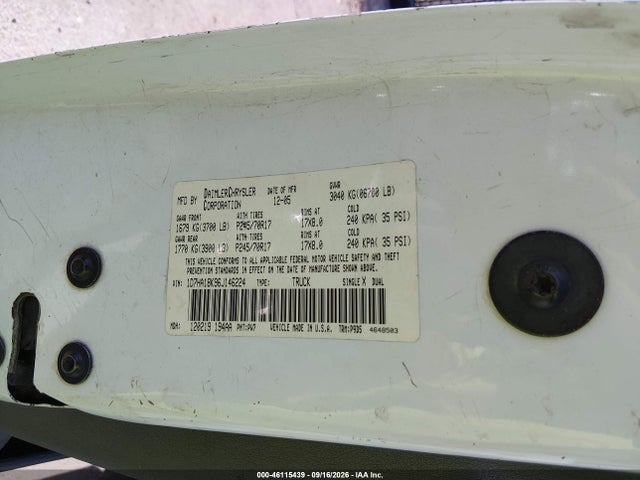 46115439 :رقم المزاد ، 1D7HA18K96J146224 vin ، 2006 Dodge Ram 1500 St مزاد بيع
