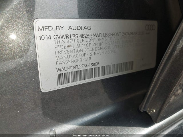 Продаж на аукціоні авто 2015 Audi A4 2.0t Premium, vin: WAUHFAFL2FN018906, номер лоту: 46115451