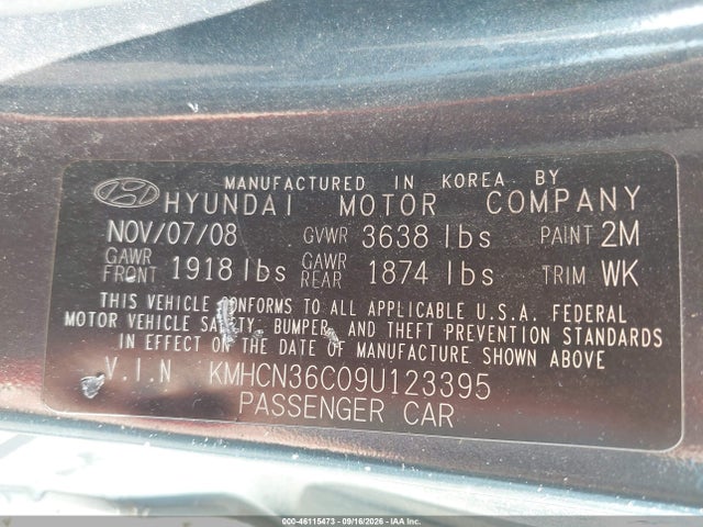 Продаж на аукціоні авто 2009 Hyundai Accent Se, vin: KMHCN36C09U123395, номер лоту: 46115473