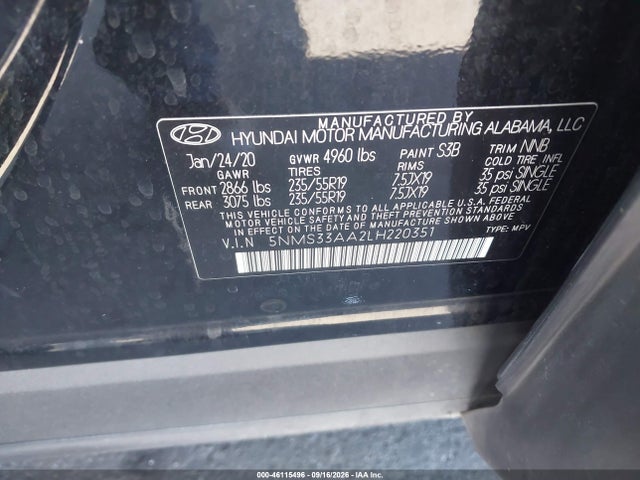 Hyundai Santa Fe Sel 2.0t 2020 5NMS33AA2LH220351 Image 9