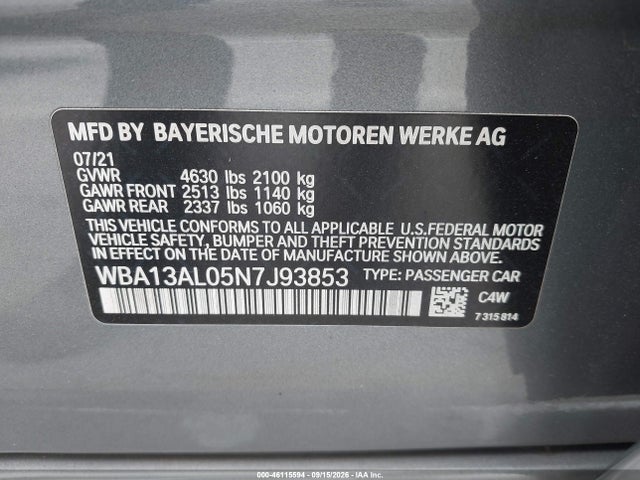 WBA13AL05N7J93853 BMW M235 Gran Coupe I Xdrive
