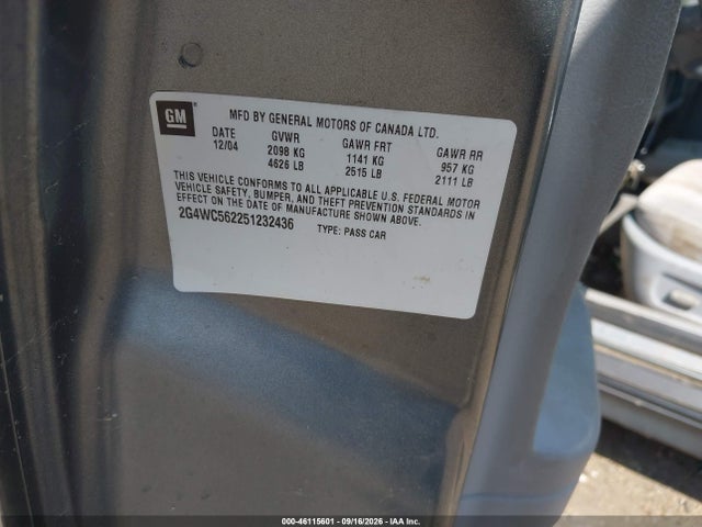 2005 Buick Lacrosse Cx მანქანა იყიდება აუქციონზე, vin: 2G4WC562251232436, აუქციონის ნომერი: 46115601