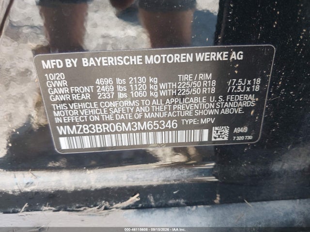 2021 Mini Countryman Cooper S მანქანა იყიდება აუქციონზე, vin: WMZ83BR06M3M65346, აუქციონის ნომერი: 46115608