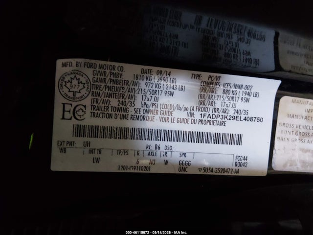 1FADP3K29EL408750 Ford FOCUS SE