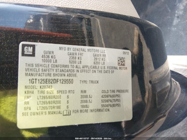2013 Gmc Sierra 2500hd Denali მანქანა იყიდება აუქციონზე, vin: 1GT125E82DF129550, აუქციონის ნომერი: 46115737