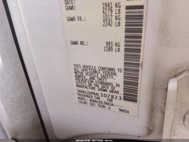 Aukcja sprzedaży 2010 Nissan Altima 2.5 S, vin: 1N4AL2AP6AC107823, numer aukcji: 46115796