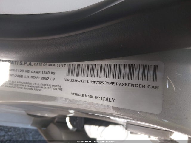 2018 Maserati Ghibli Granlusso მანქანა იყიდება აუქციონზე, vin: ZAM57XSL1J1287325, აუქციონის ნომერი: 46115823
