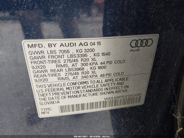 Audi Q7 3.0 Tdi Premium 2015 WA1LMBFE1FD024951 Image 9