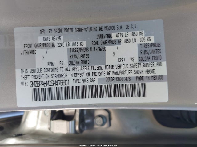 Mazda Mazda3 2.5 S Select Sport 2025 3MZBPABM0SM476501 Image 9