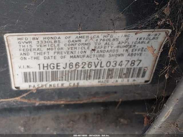 Aukcja sprzedaży 1997 Honda Civic Dx, vin: 1HGEJ6626VL034787, numer aukcji: 46116085