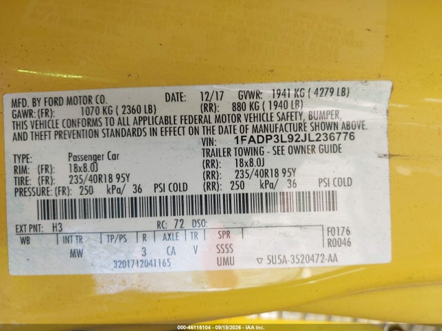 Ford FOCUS ST 2018 1FADP3L92JL236776 Image 9