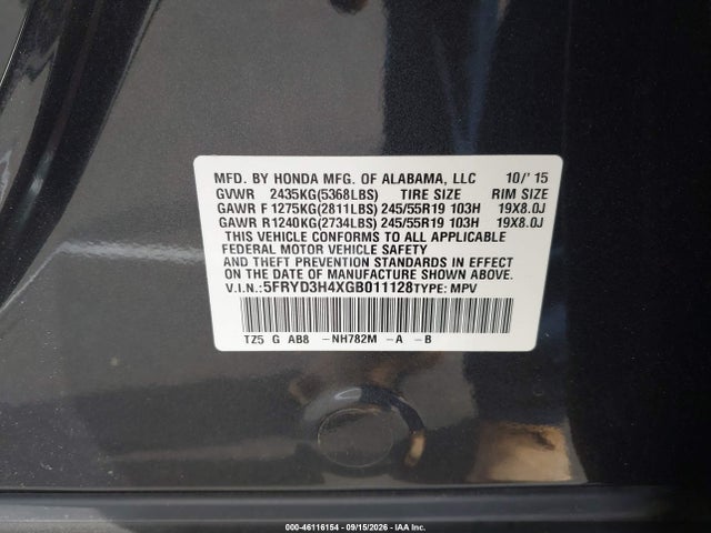 Aukcja sprzedaży 2016 Acura Mdx Technology   Acurawatch Plus Packages/technology Package, vin: 5FRYD3H4XGB011128, numer aukcji: 46116154